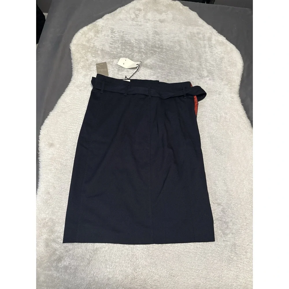 New Cartoonier Anthropology Navy Skirt Womens Size 14 Belted‎ Midi NWT